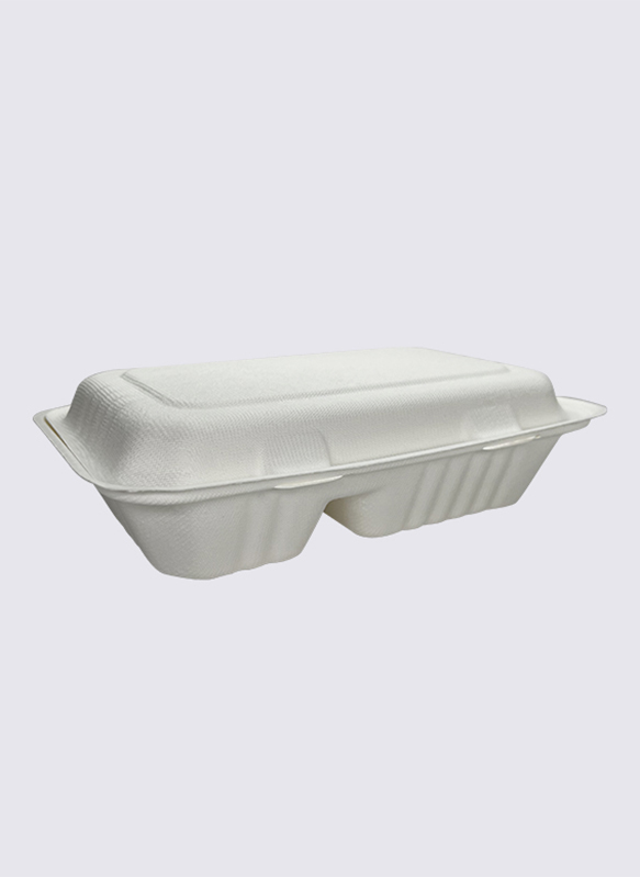 1000ml 2-div Bagasse Sugarcane Clamshell Cibus Continens